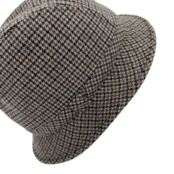 Vintage Exclusivity Benet Made in Italy Tan & Blue Houndstooth Wool Bucket Hat main image 11